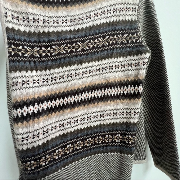 Garnet Hill fair Isle knit draped sweater open cardigan longline Wool Alpaca - Picture 5 of 11